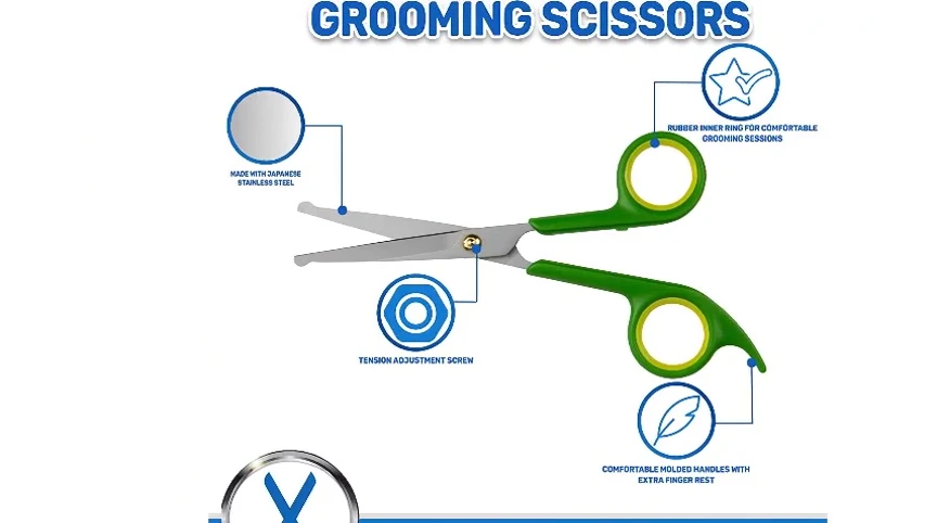 Close-up of the different scissor types in the kit