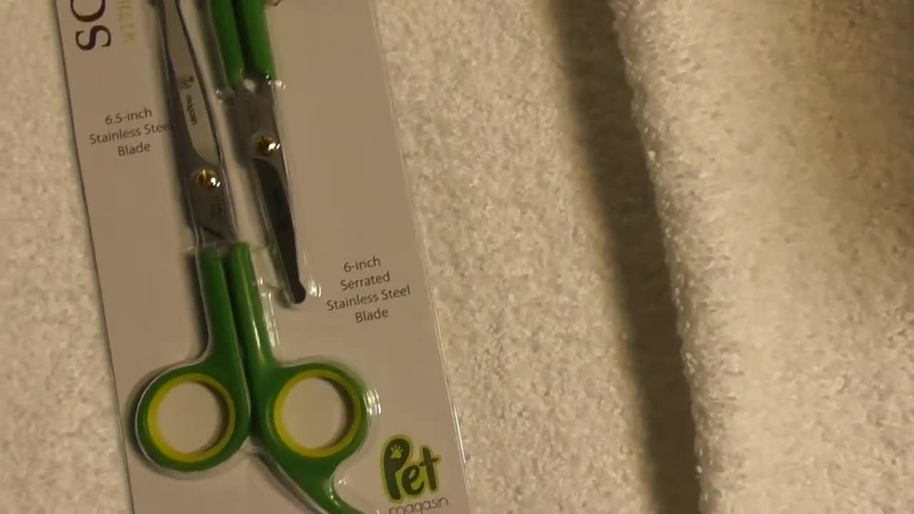 Close-up of the scissors packaging