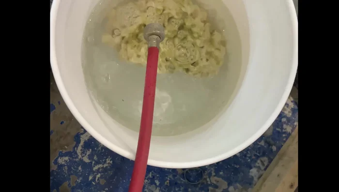 Add bleach to the water (the speaker uses a generous splash).