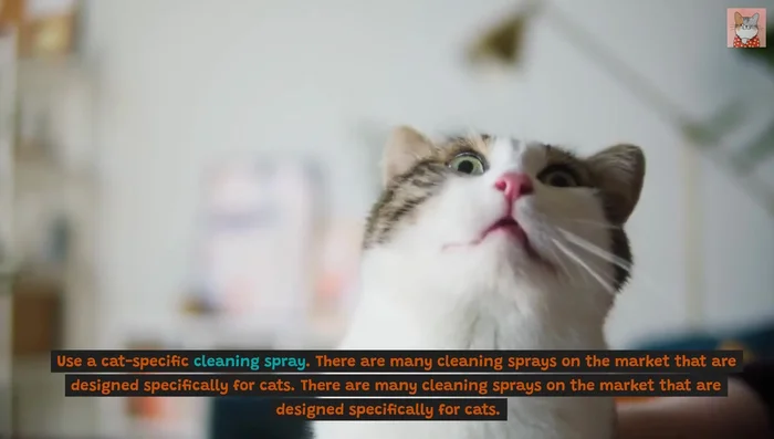 Use a cat-specific cleaning spray to remove dirt and debris while deodorizing and conditioning.