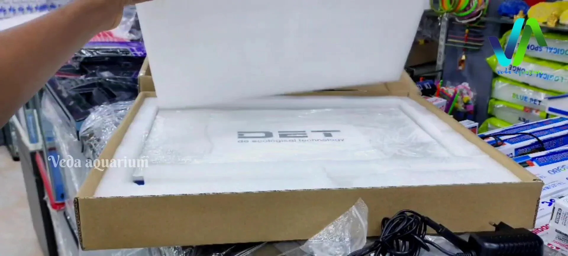 The light screen removed from its packaging