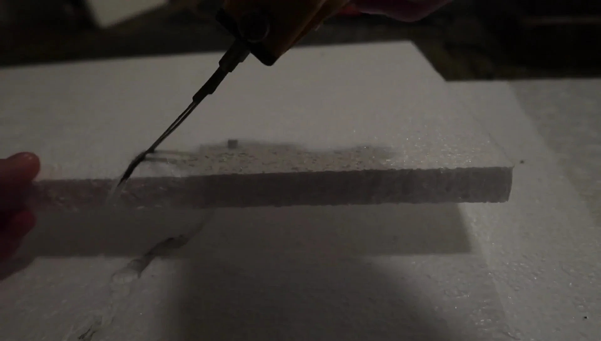 Building layers of styrofoam for depth