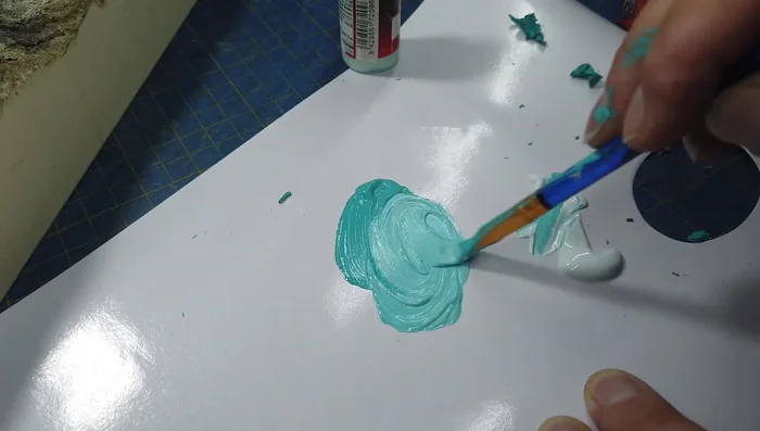 Painting the riverbed blue.