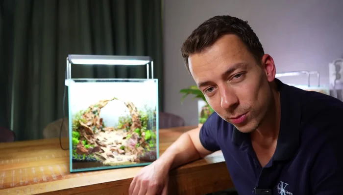 Add filter, CO2 system, and aquatic life (optional).