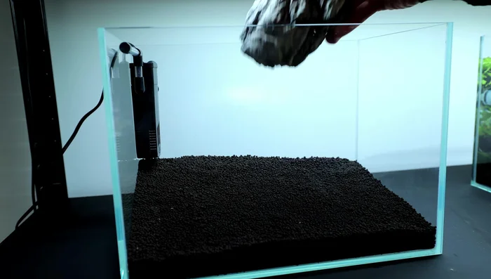 Add hardscape: Arrange rocks to create a visually appealing and functional cave structure. Ensure water flow isn't restricted.