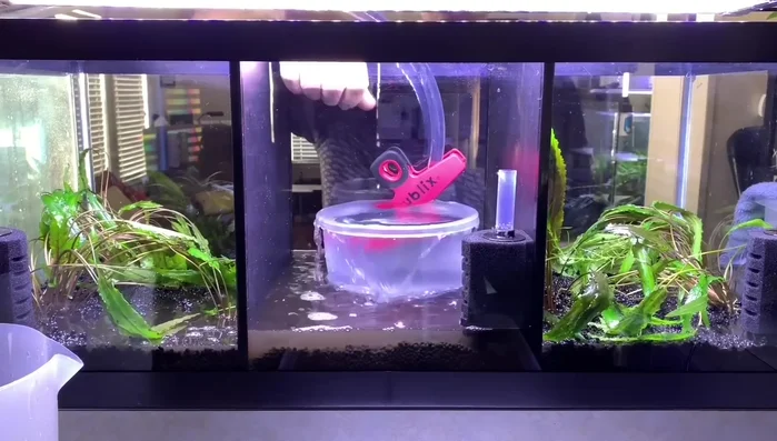 Fill the tank with treated water using Prime water conditioner.