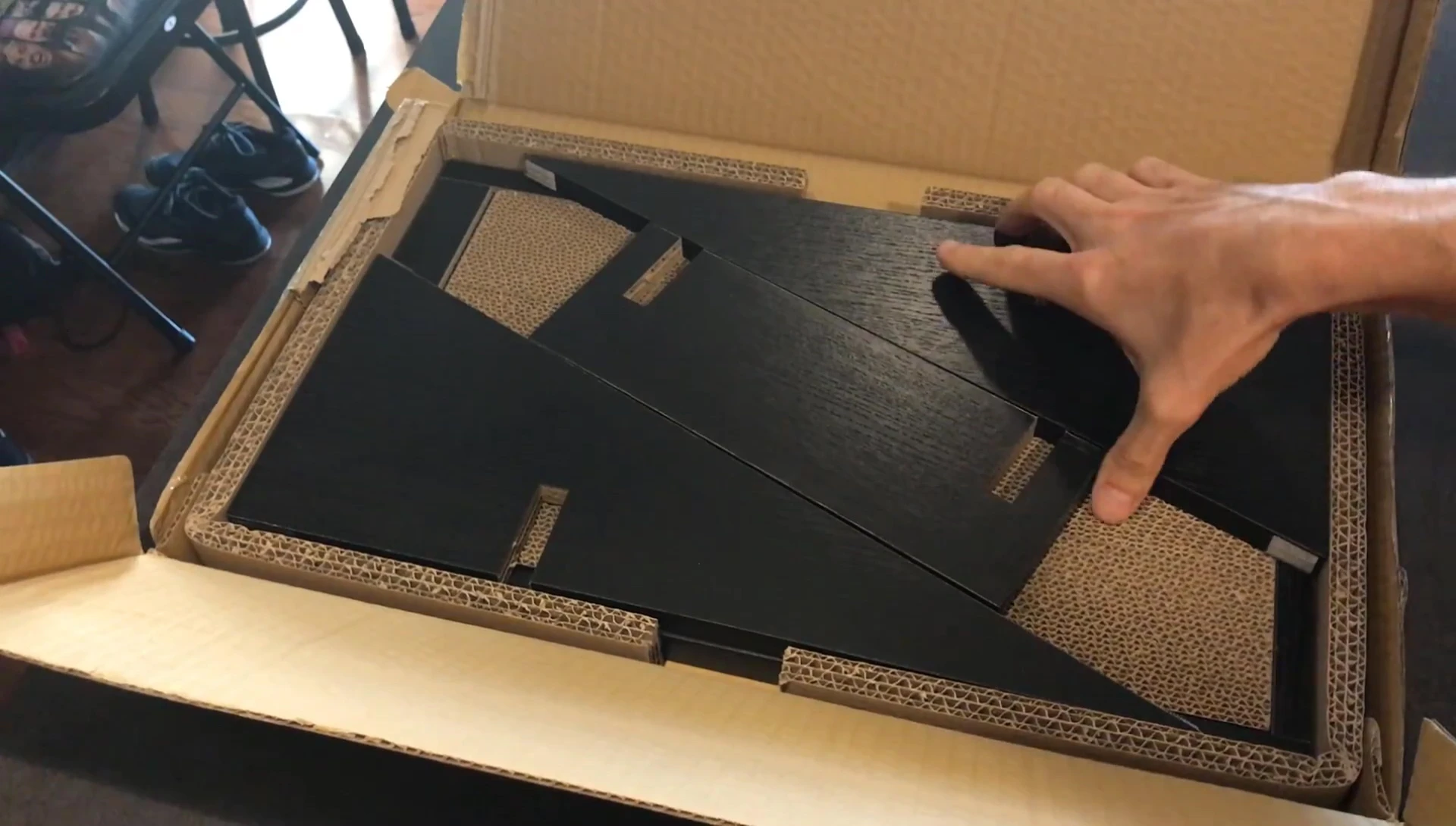 Unboxing the Way Basics cat scratcher, showing the individual components.