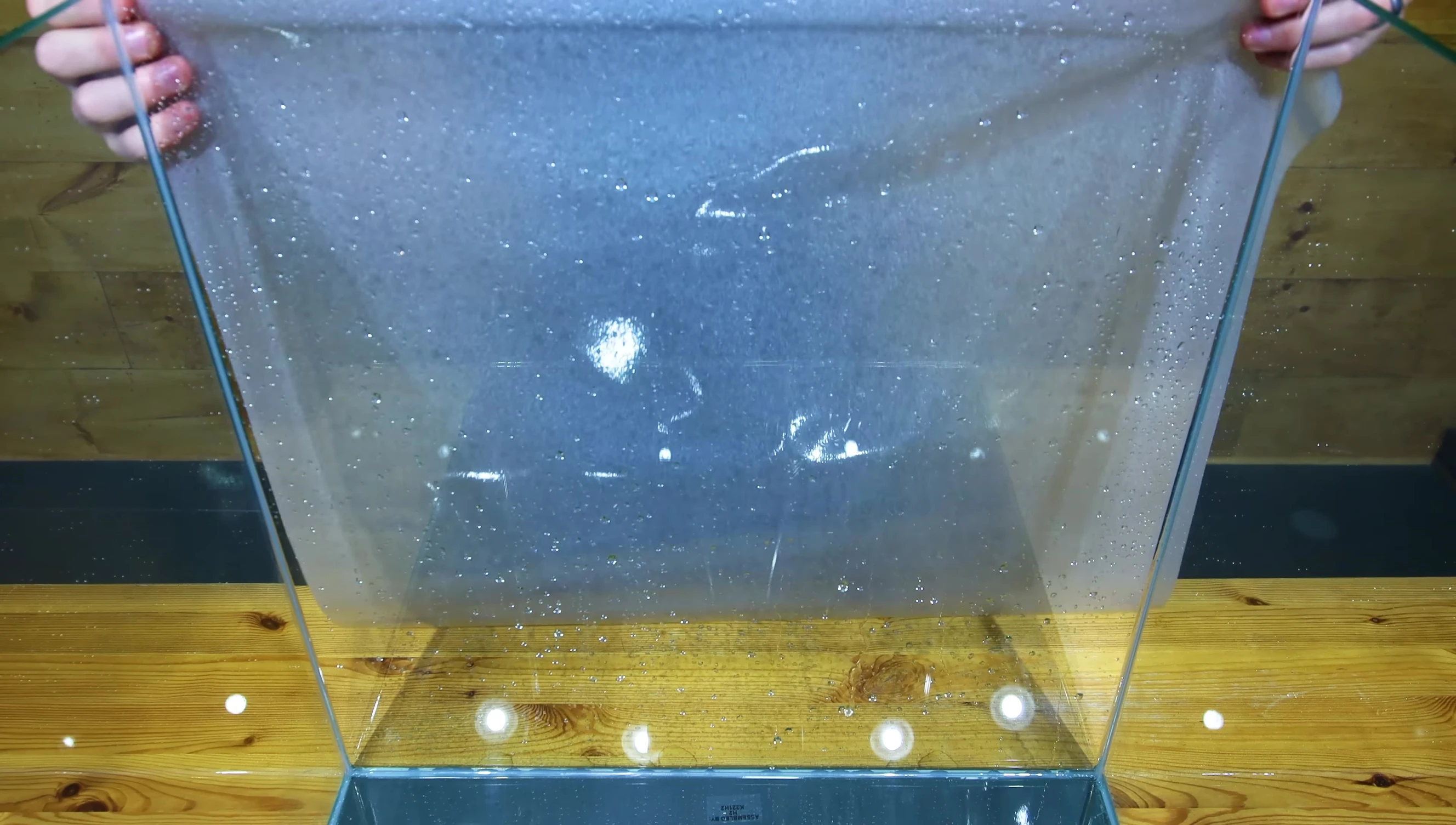 Frosted back of the aquarium