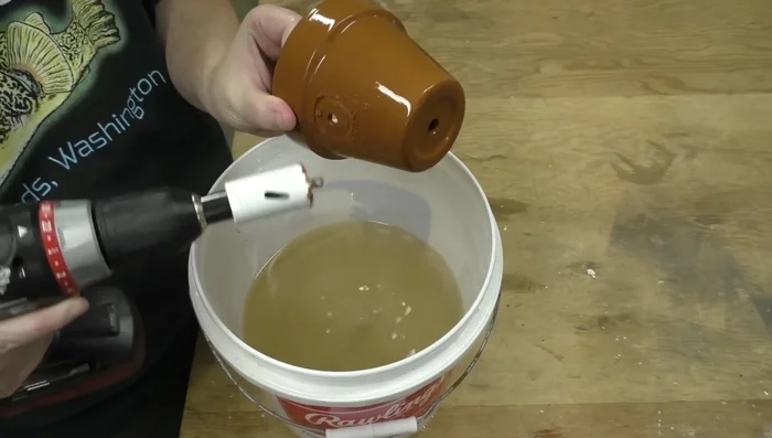 Continue drilling until the hole is complete. Keep the bit wet throughout the process.