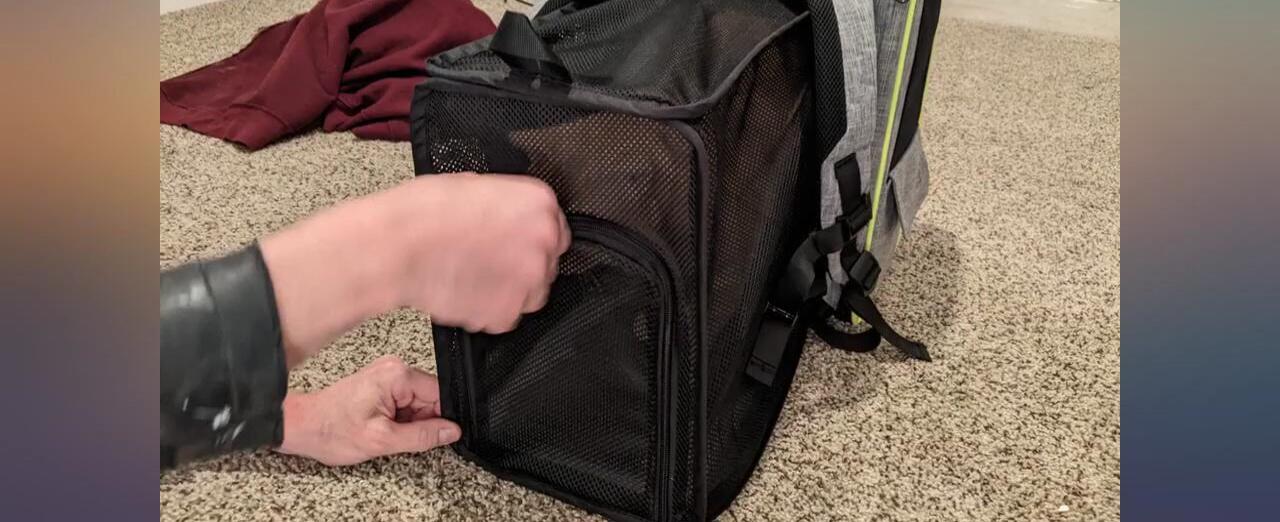 Interior of the backpack showing storage compartments