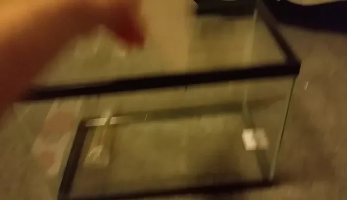 Cut a piece of plastic mesh to fit inside the aquarium divider.