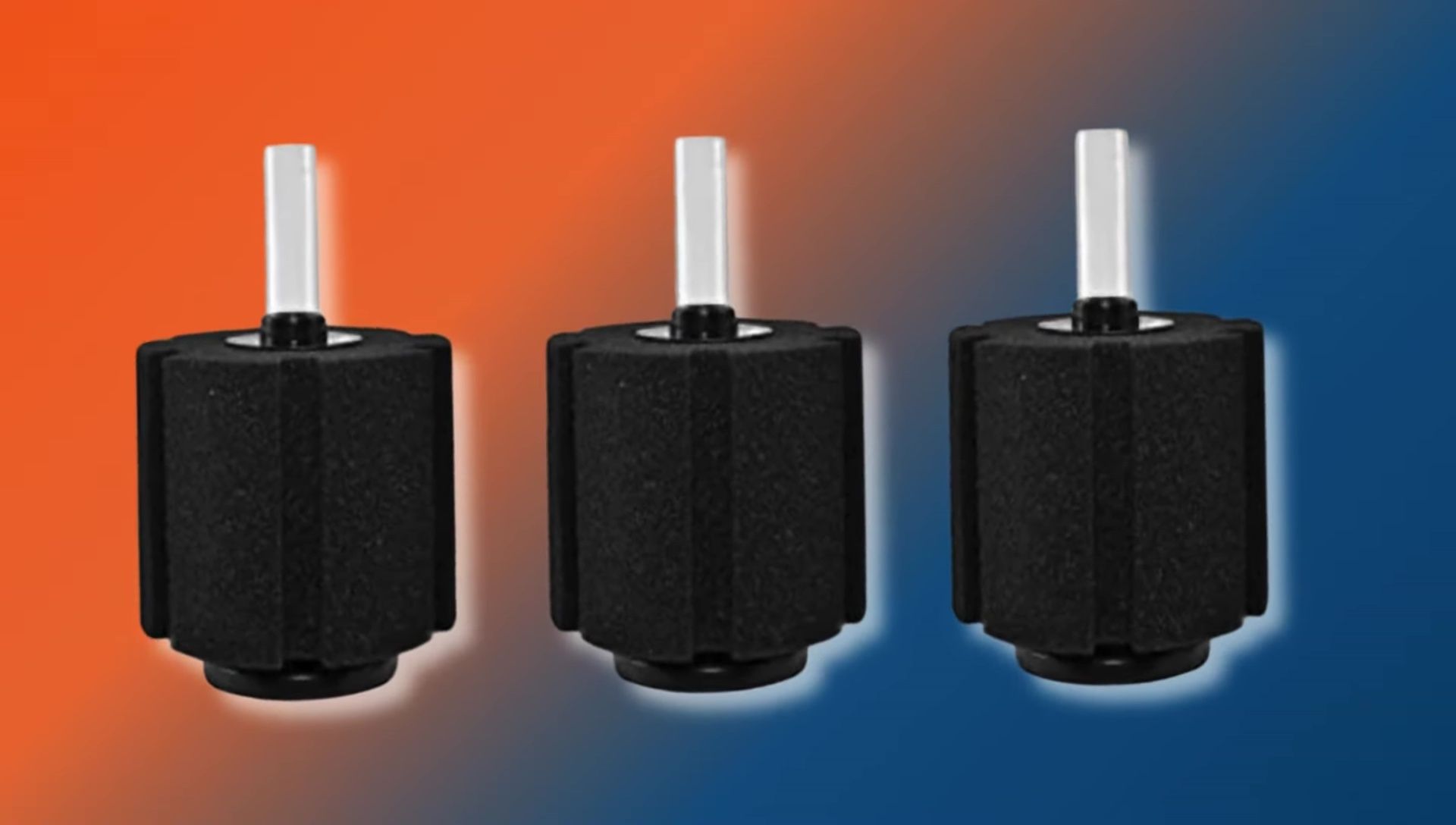 Close-up of sponge filter components