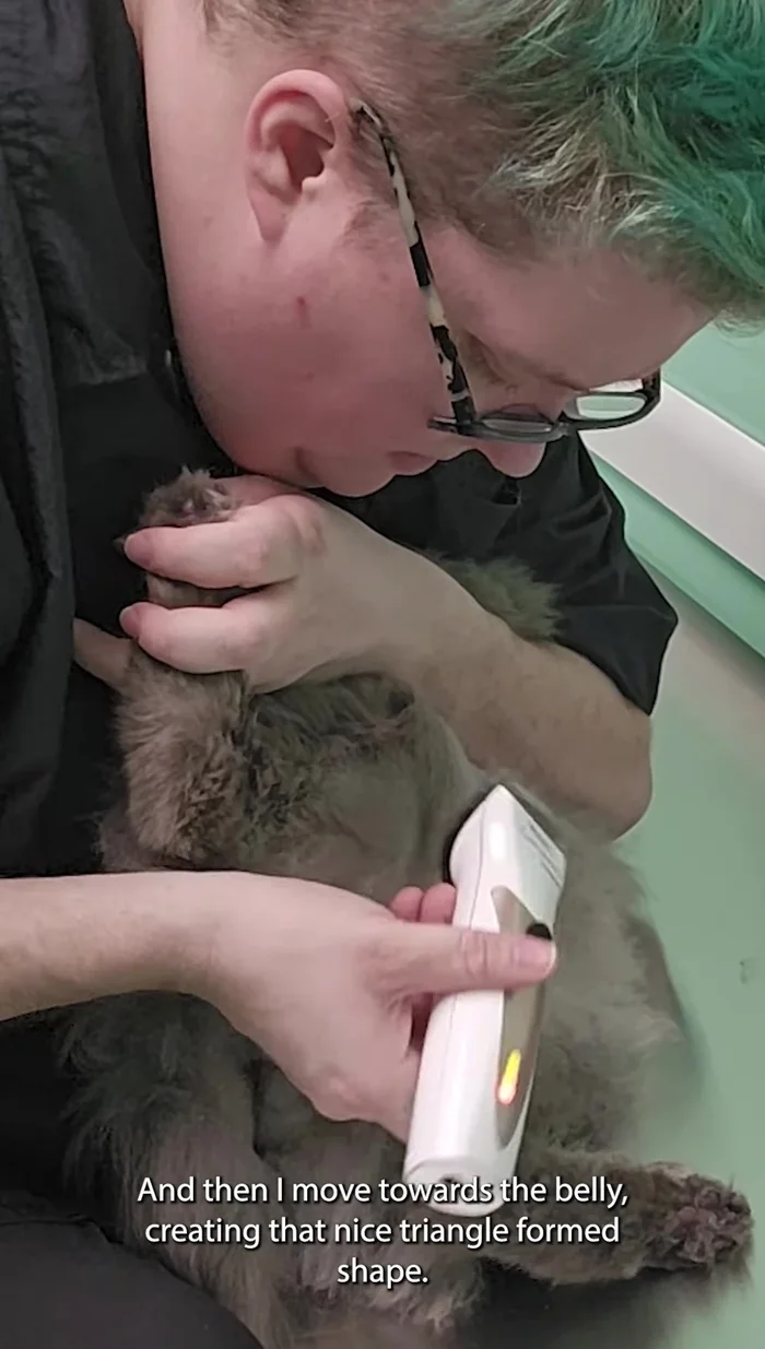 Gently tidy up before switching to the opposite side.