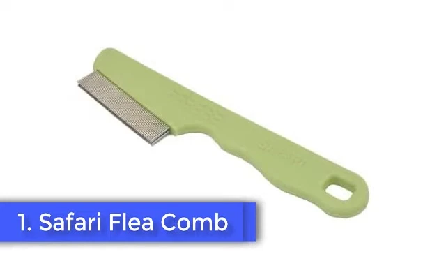 Close-up of the Safari flea comb showcasing its double-edged teeth.