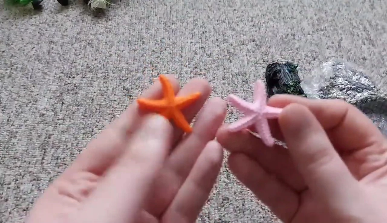 Orange and pink coral-shaped decoration.