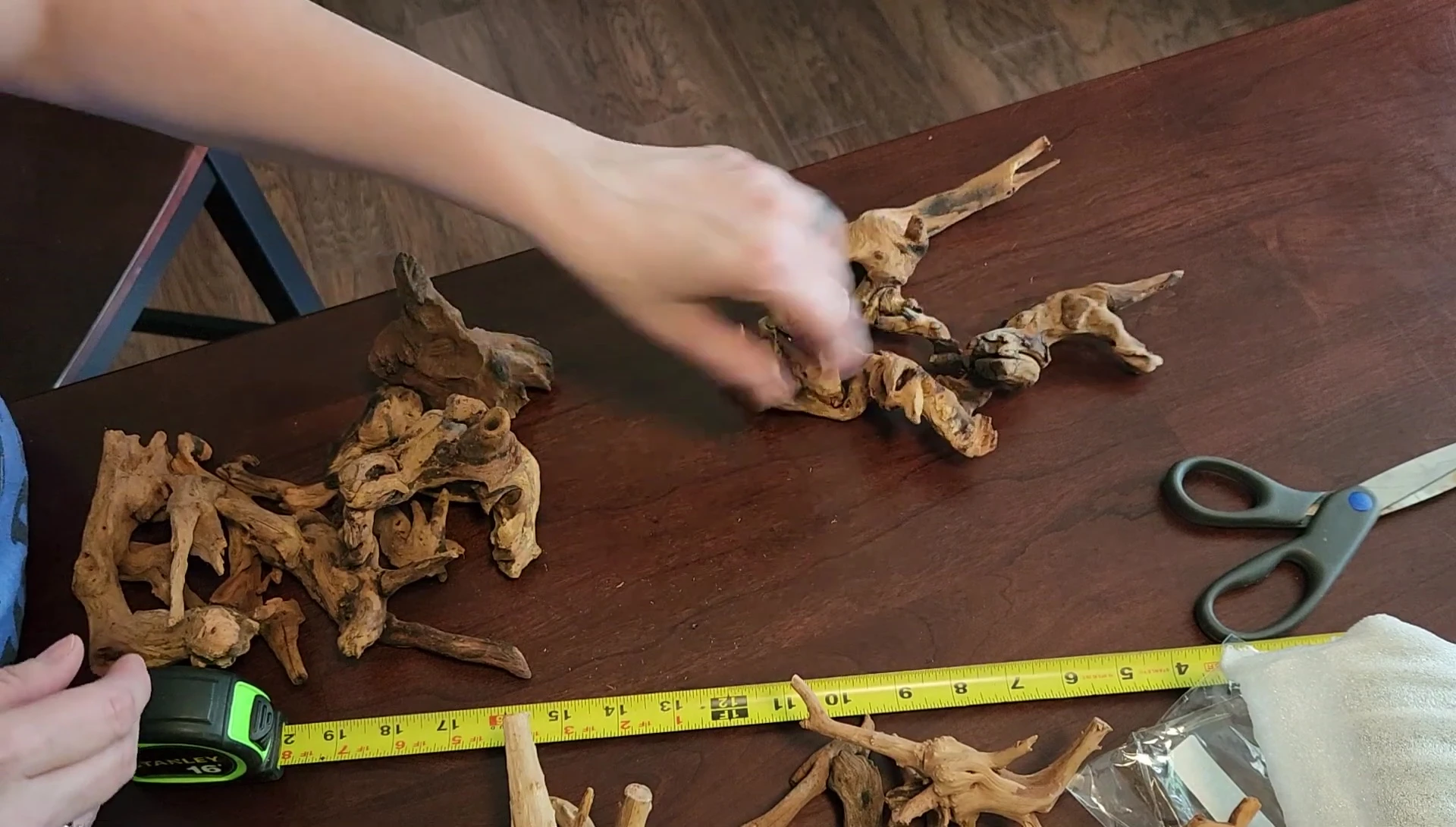 Close-up shot of the driftwood to show texture and quality.