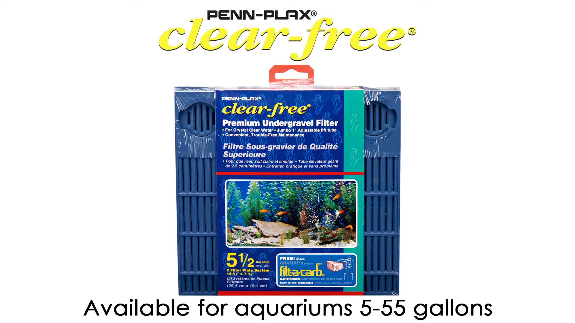 Image of all components included with the Penn-Plax Clear-Free Undergravel Filter
