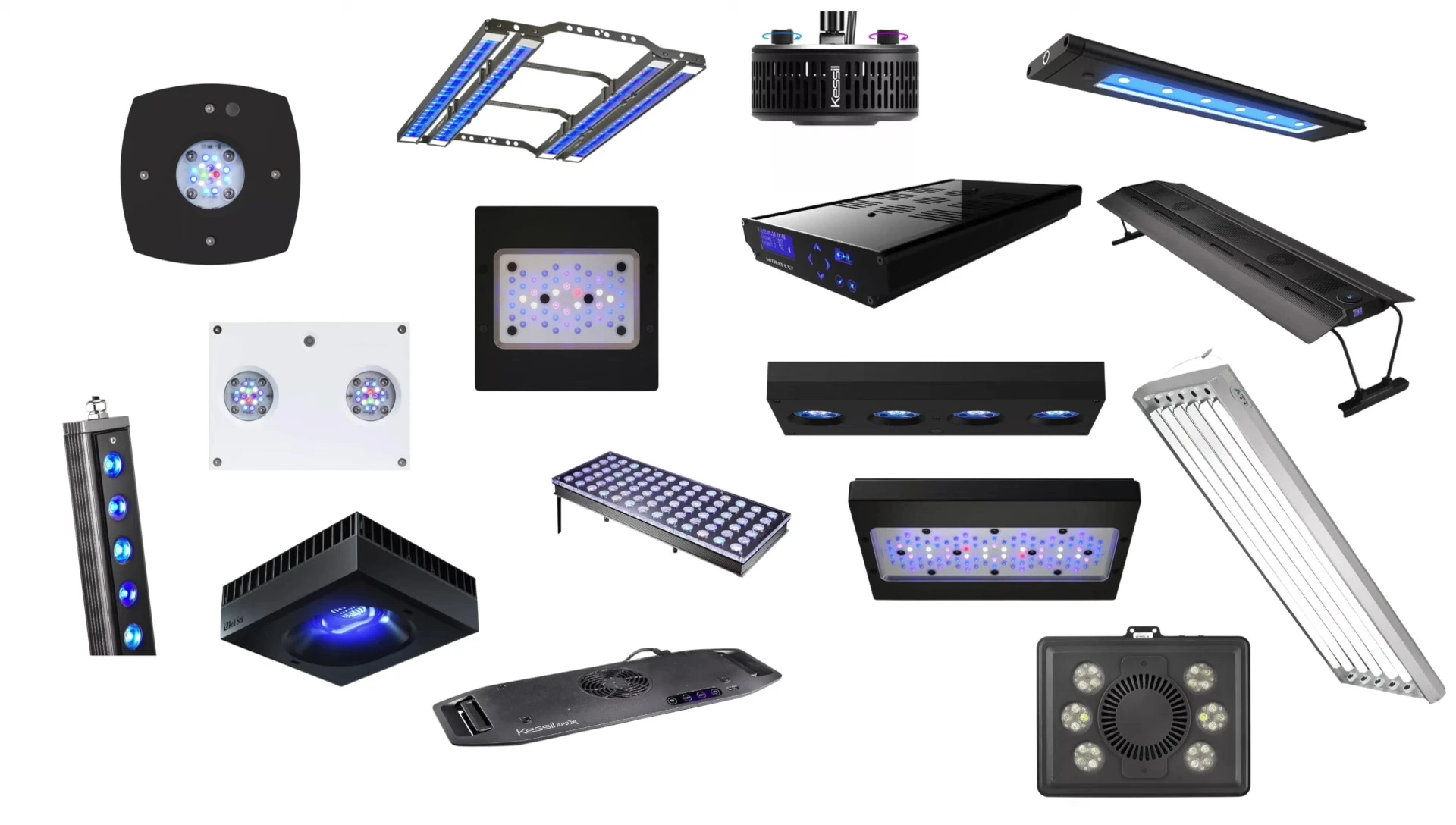 Variety of aquarium lights showcased in the video