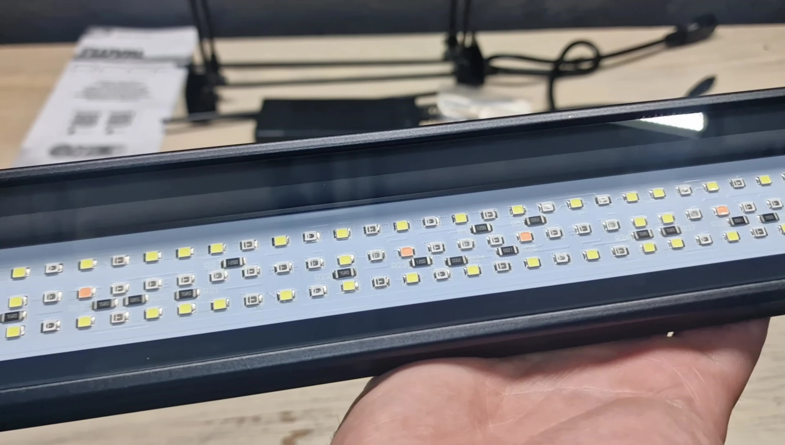 Close-up of the lensed LEDs within the Fluval Reef 4.0