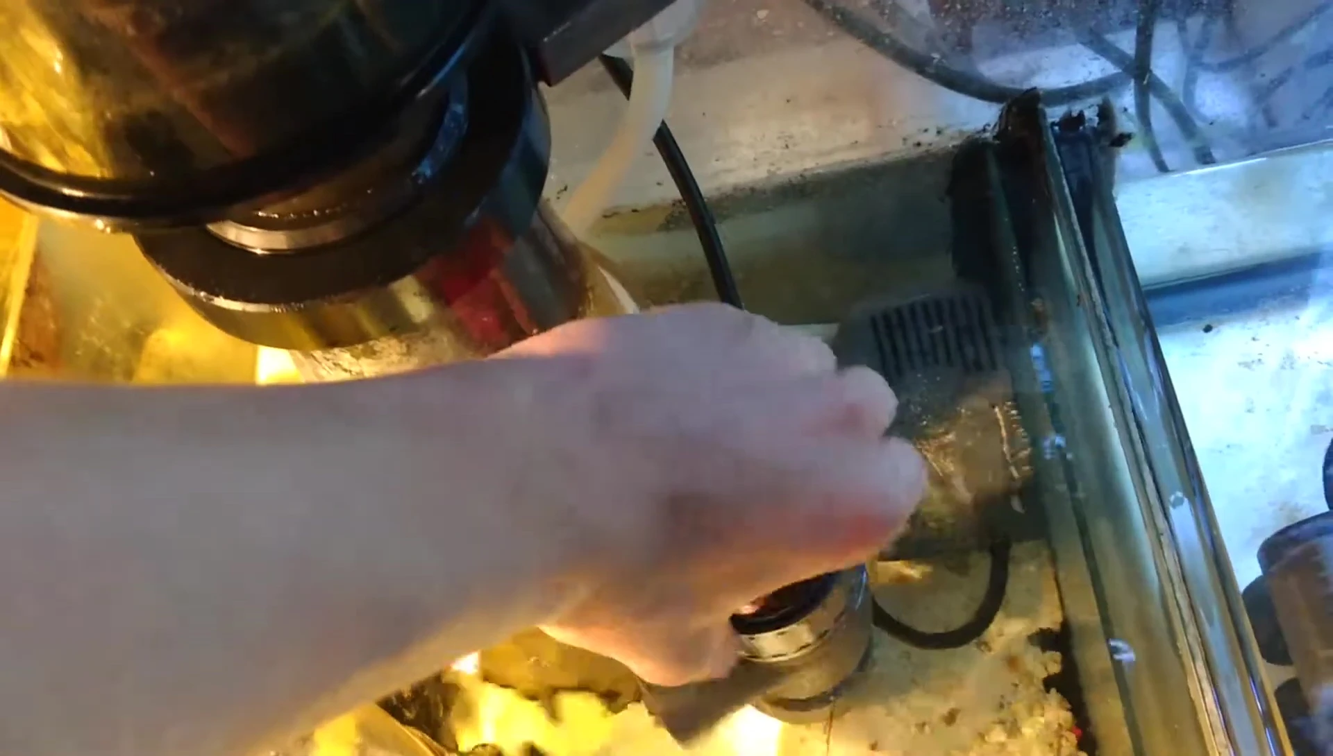 Close-up of the air valve connection, highlighting a potential issue.