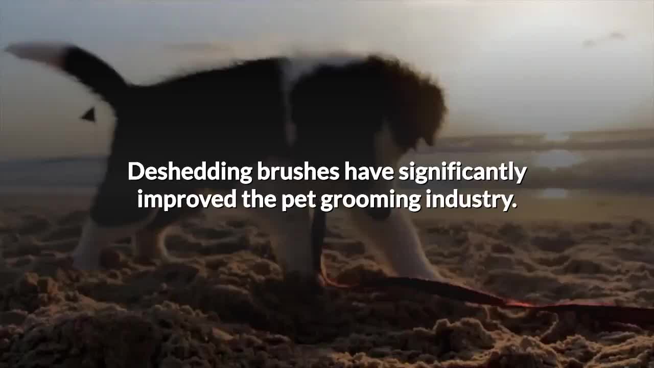 Image showing a close-up of a deshedding brush in action.