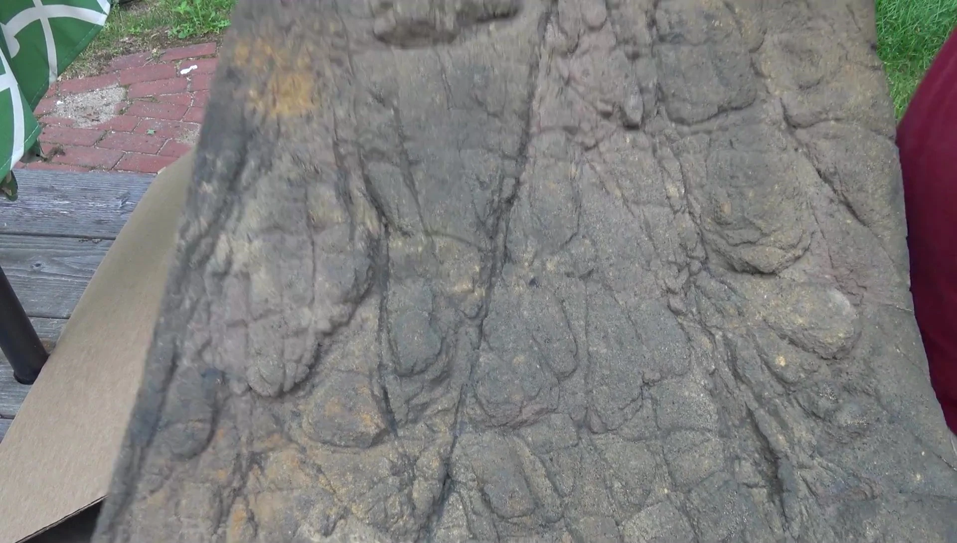 Close-up view of the background's realistic rock texture.