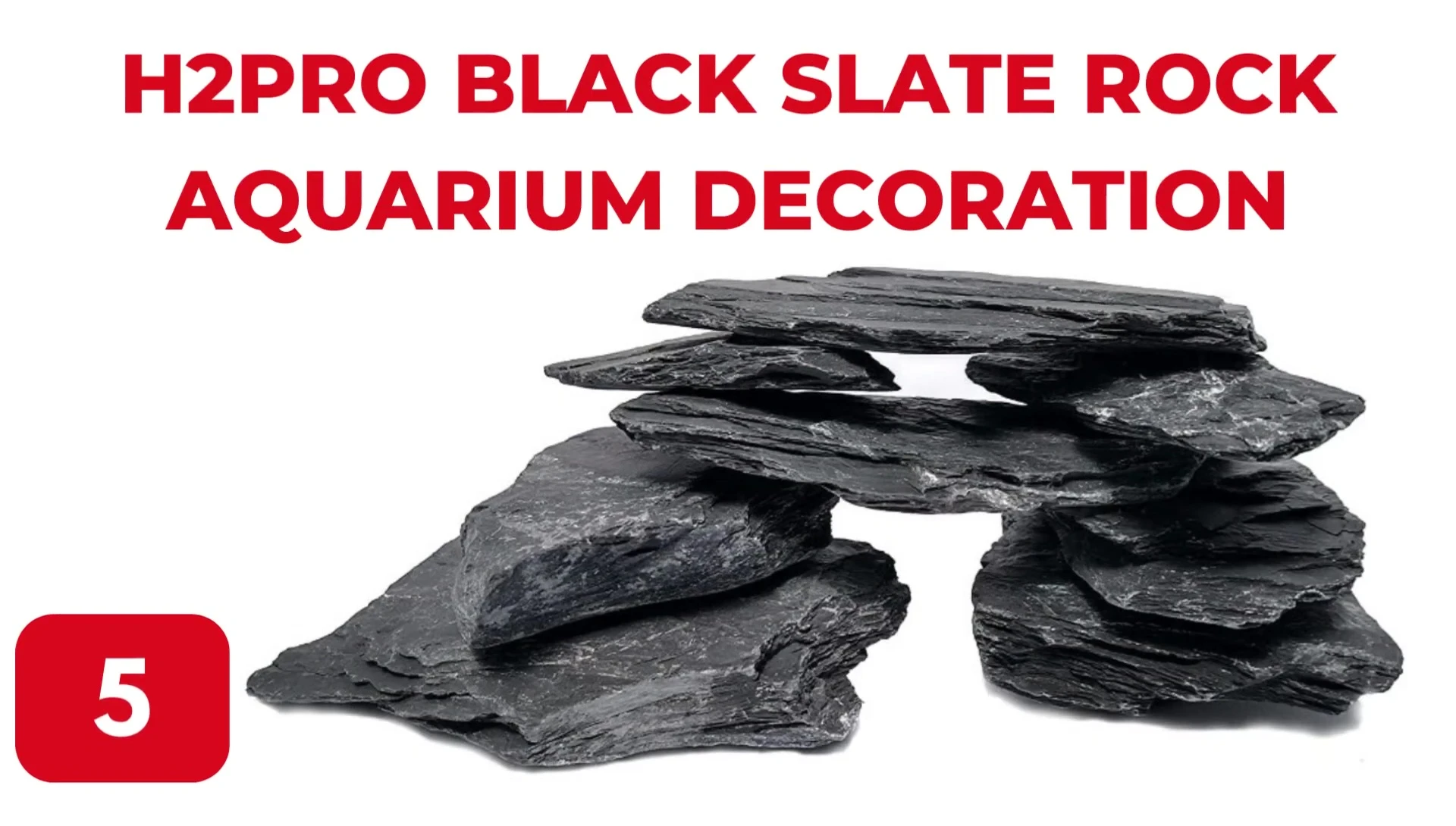 Close-up shot of the H2 Pro Black Slate rocks, highlighting their dark color and unique texture.