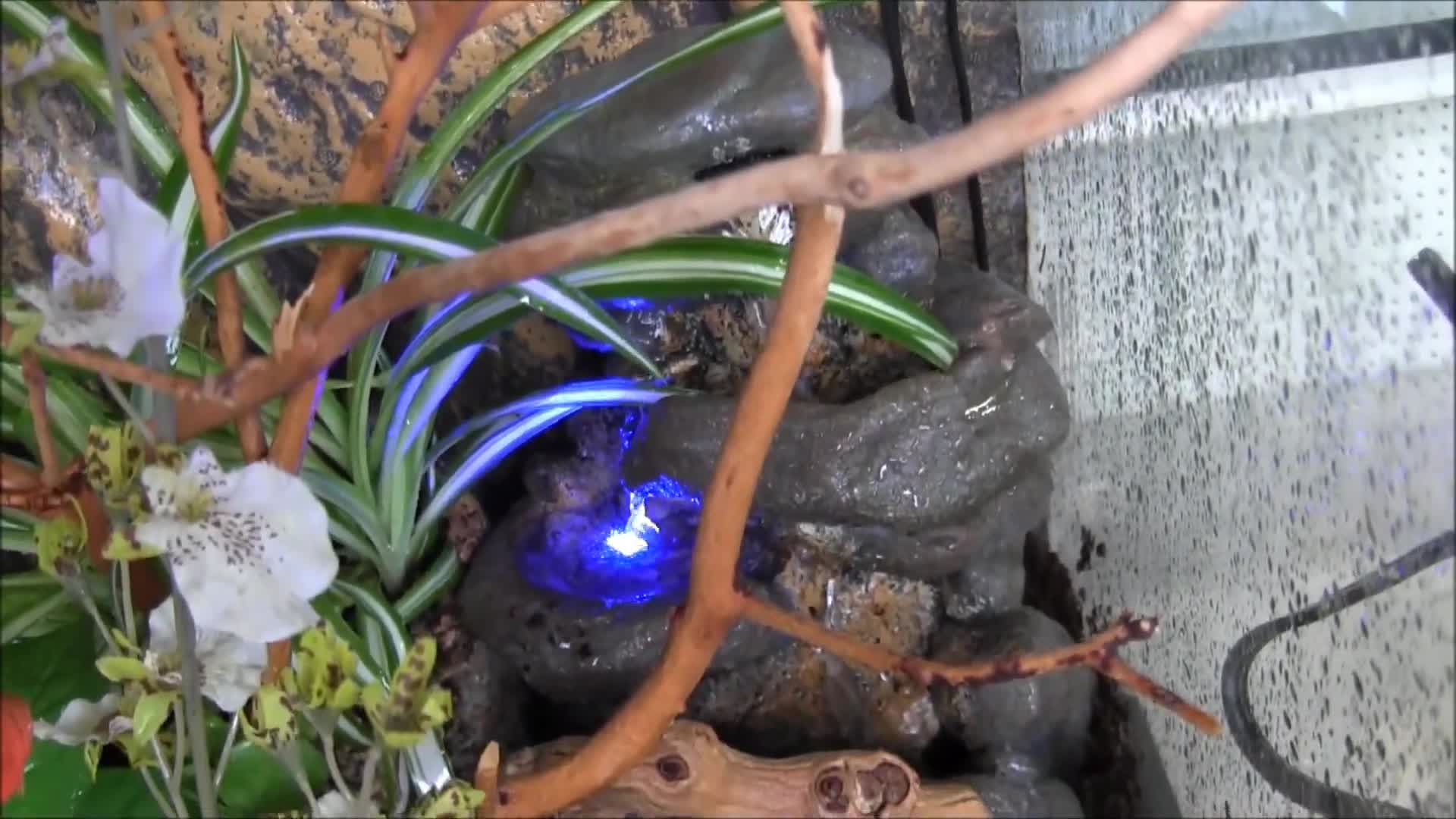 The small waterfall with a single LED.