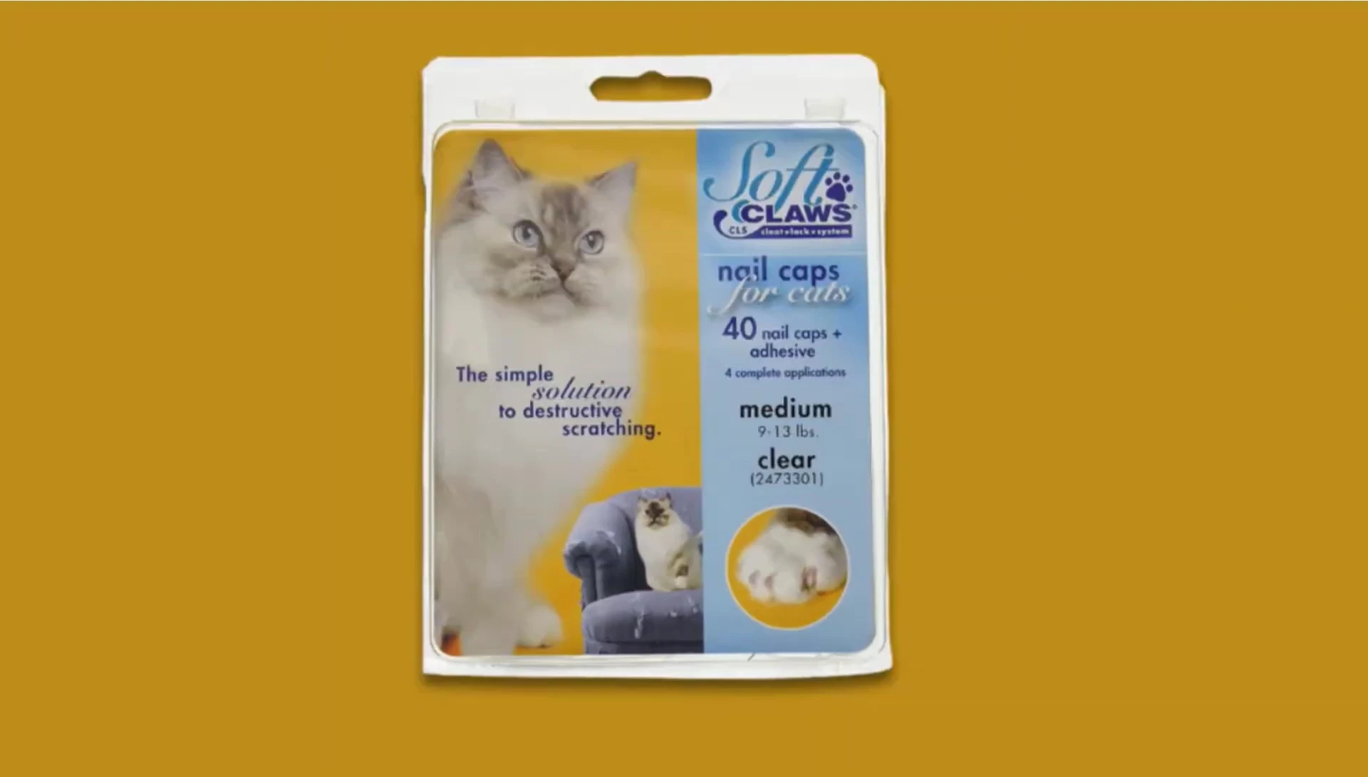 Close-up demonstrating application of Soft Claws caps