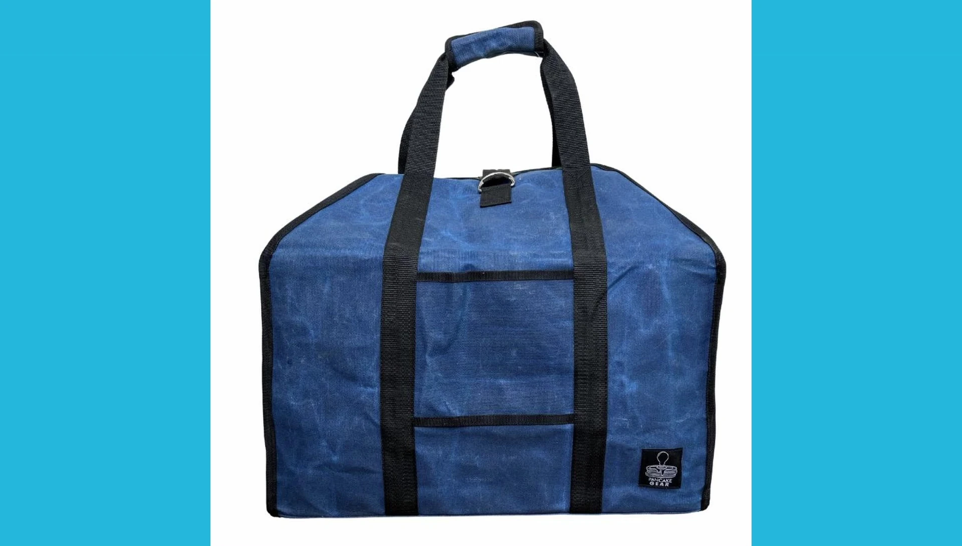 Detail shot showing the upward-sloping sides of the bag.