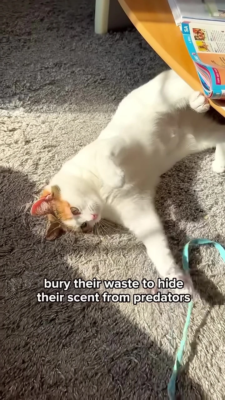 A cat covering its waste