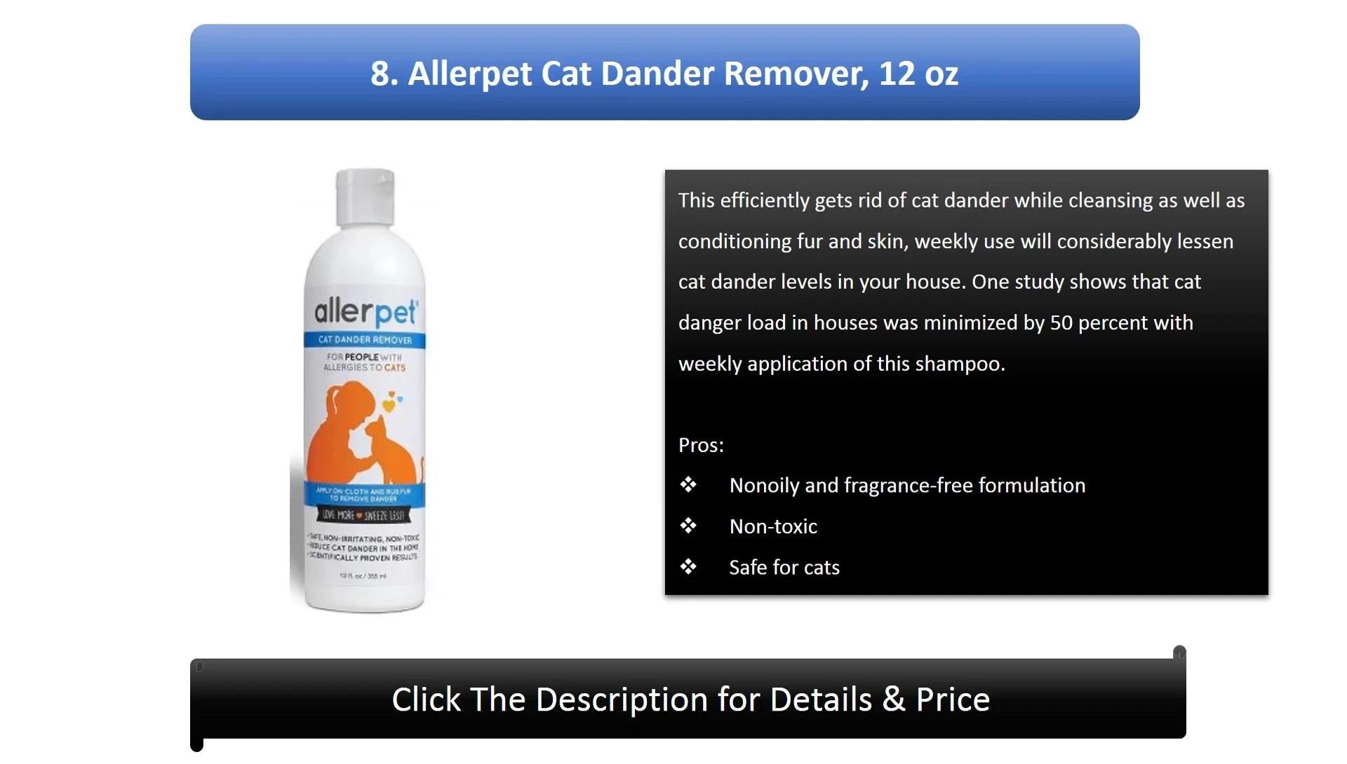'8al a Pet Cat Dander Remover' product packaging
