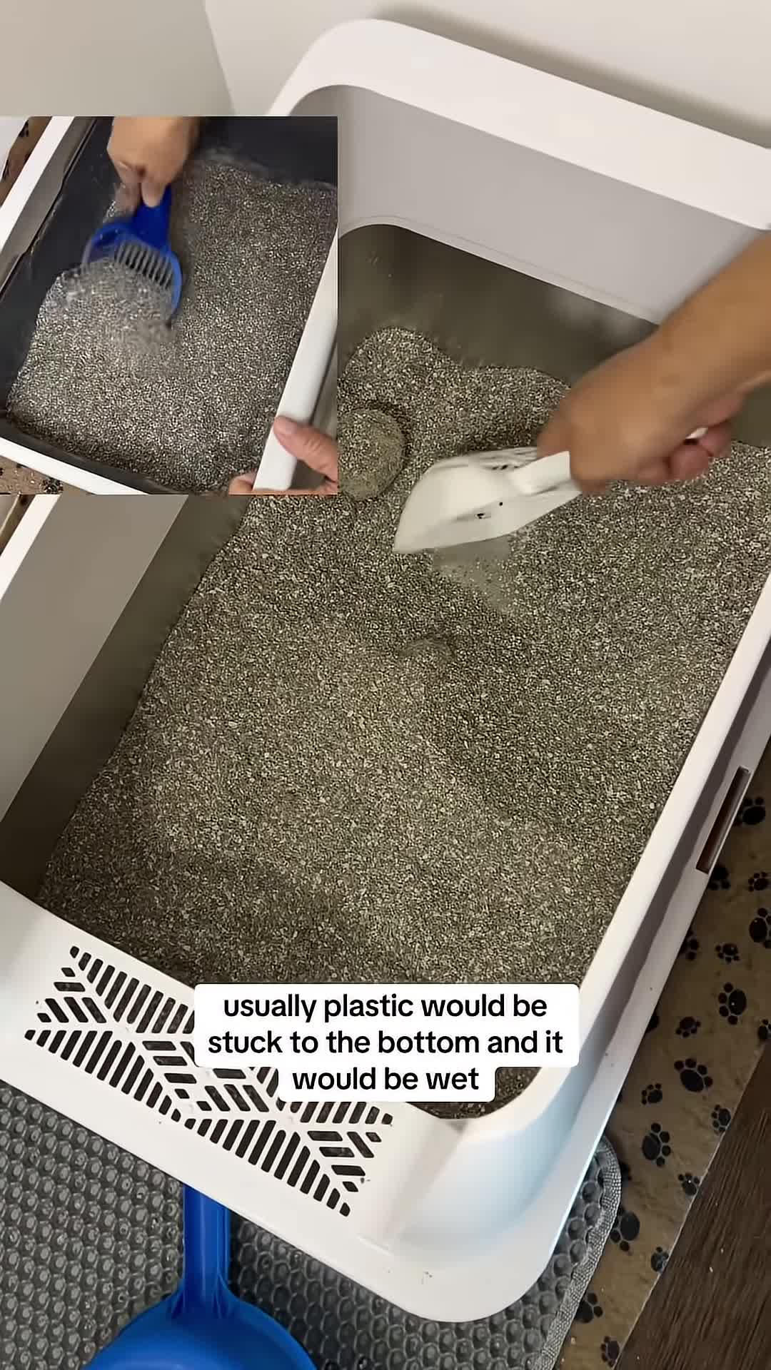 Image depicting the problem with a wet, smelly plastic litter box
