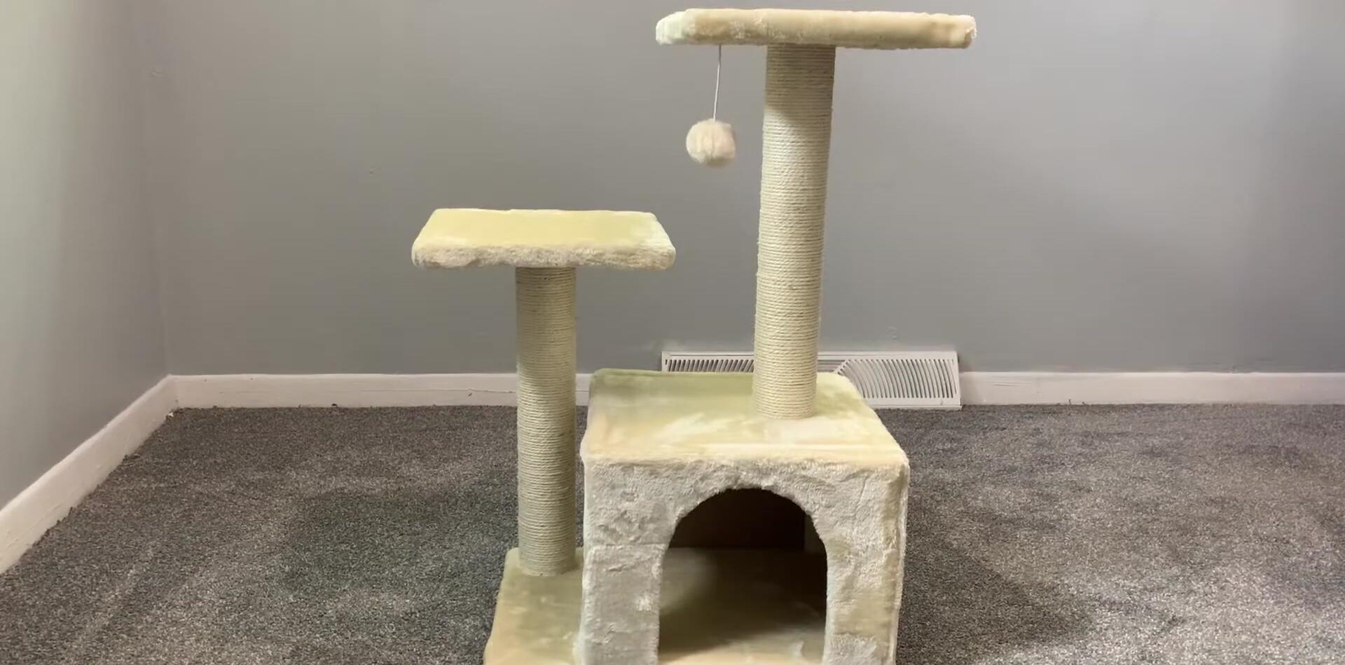 The 28-inch Frisco cat tree in cream color