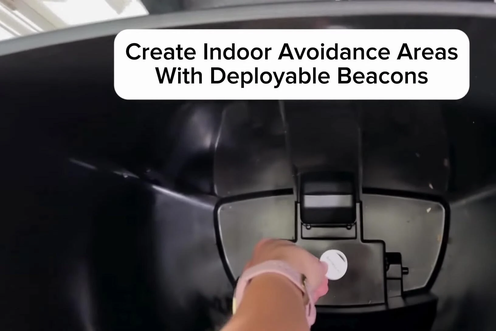 The deployable beacon near a trash can.