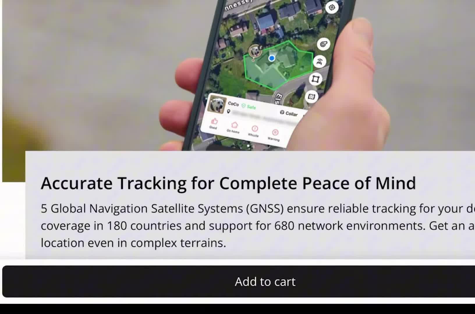 Map showing real-time GPS location of the dog.