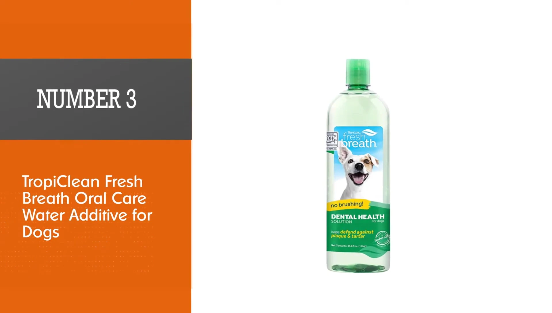 Bottle of Tropiclean Fresh Breath Oral Care Water Additive.
