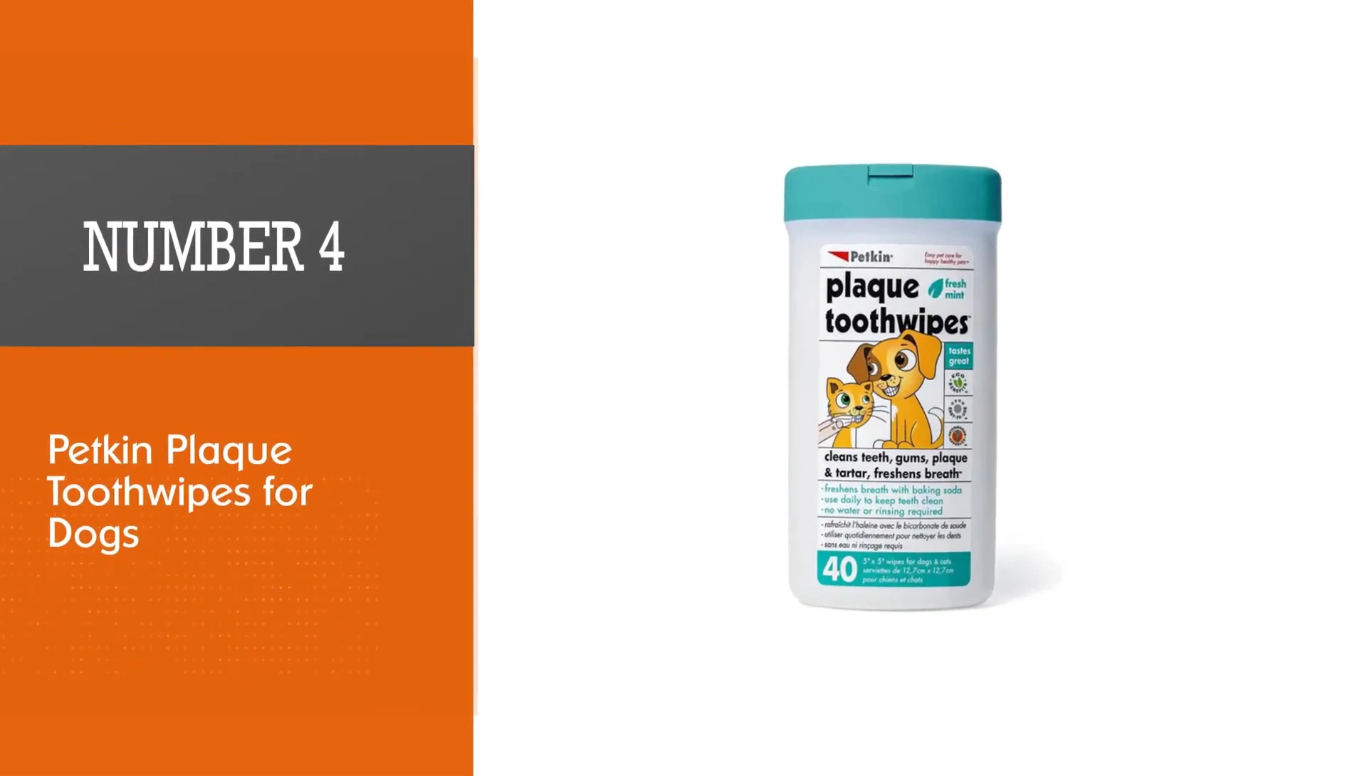 Package of Petkin Fresh Mint Plaque Tooth Wipes.