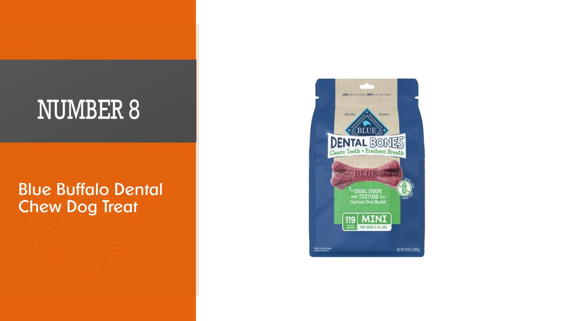 Package of Blue Buffalo Dental Chew Dog Treats.