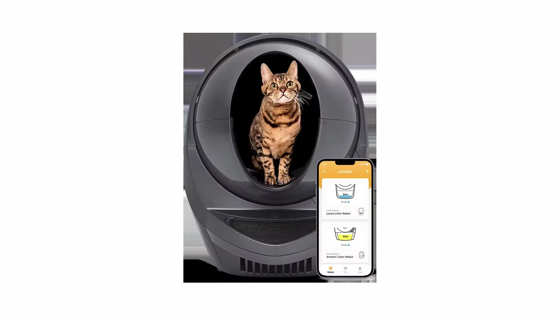 Comparison shot of Litter Robot 3 and 4