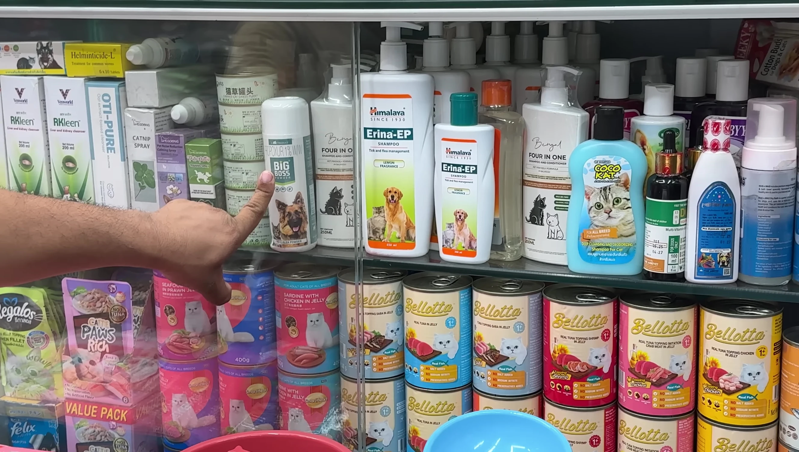 Cat grass, potty training spray, and catnip spray.