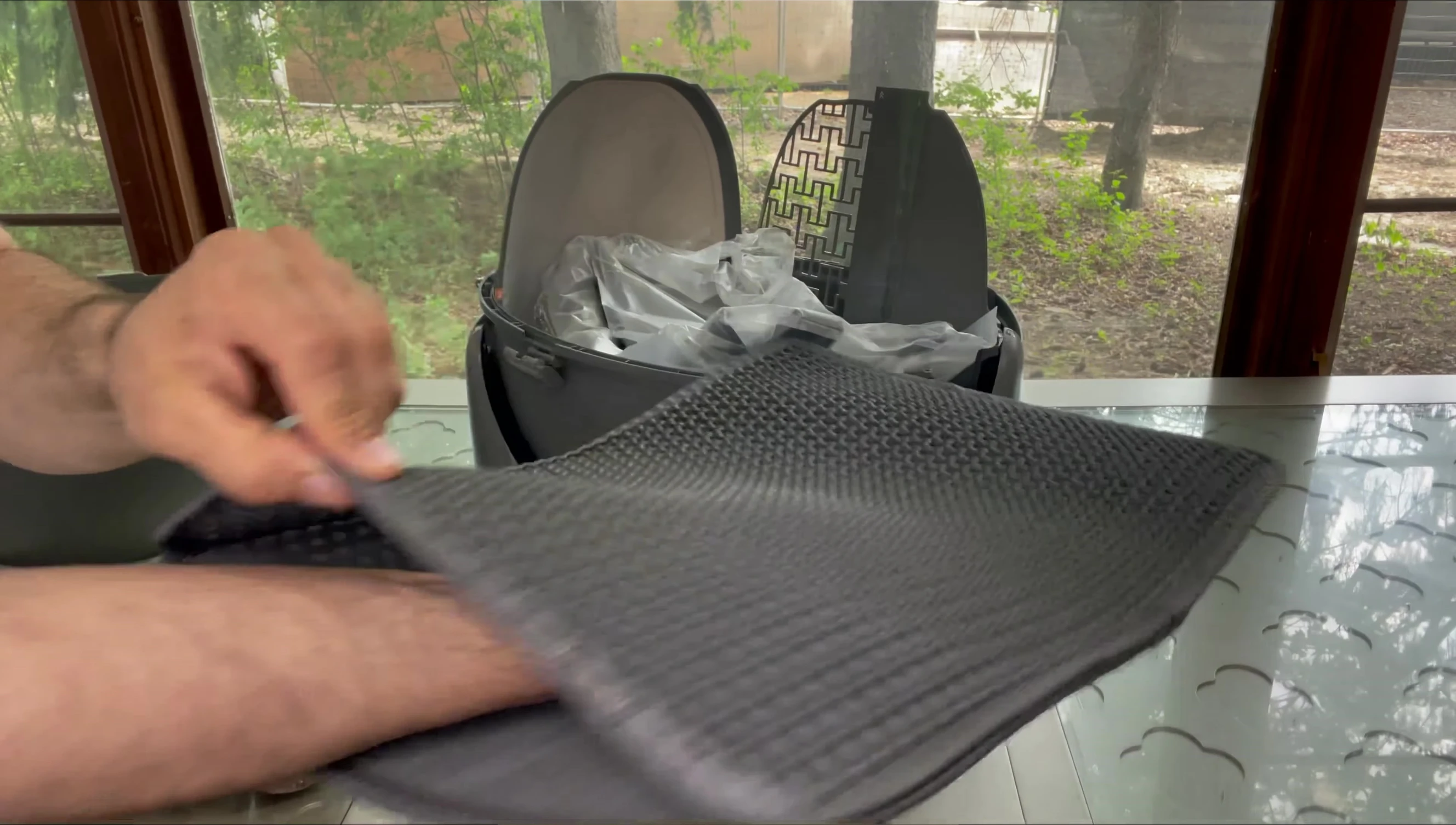 Close-up showcasing the sleek design of the litter box