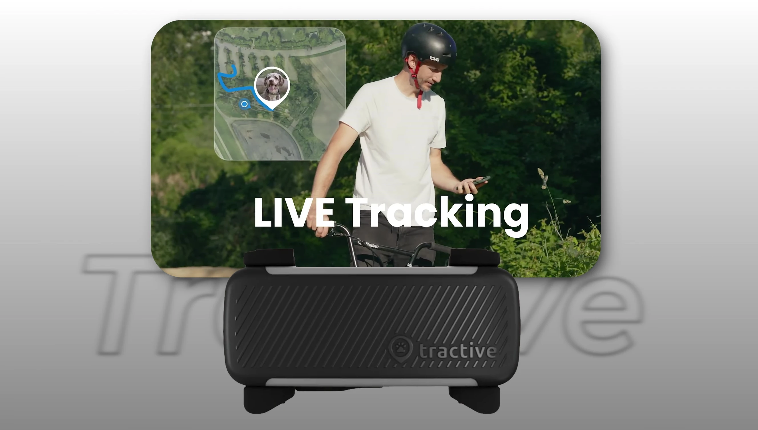 Screenshot of the Tractive app showing real-time location tracking