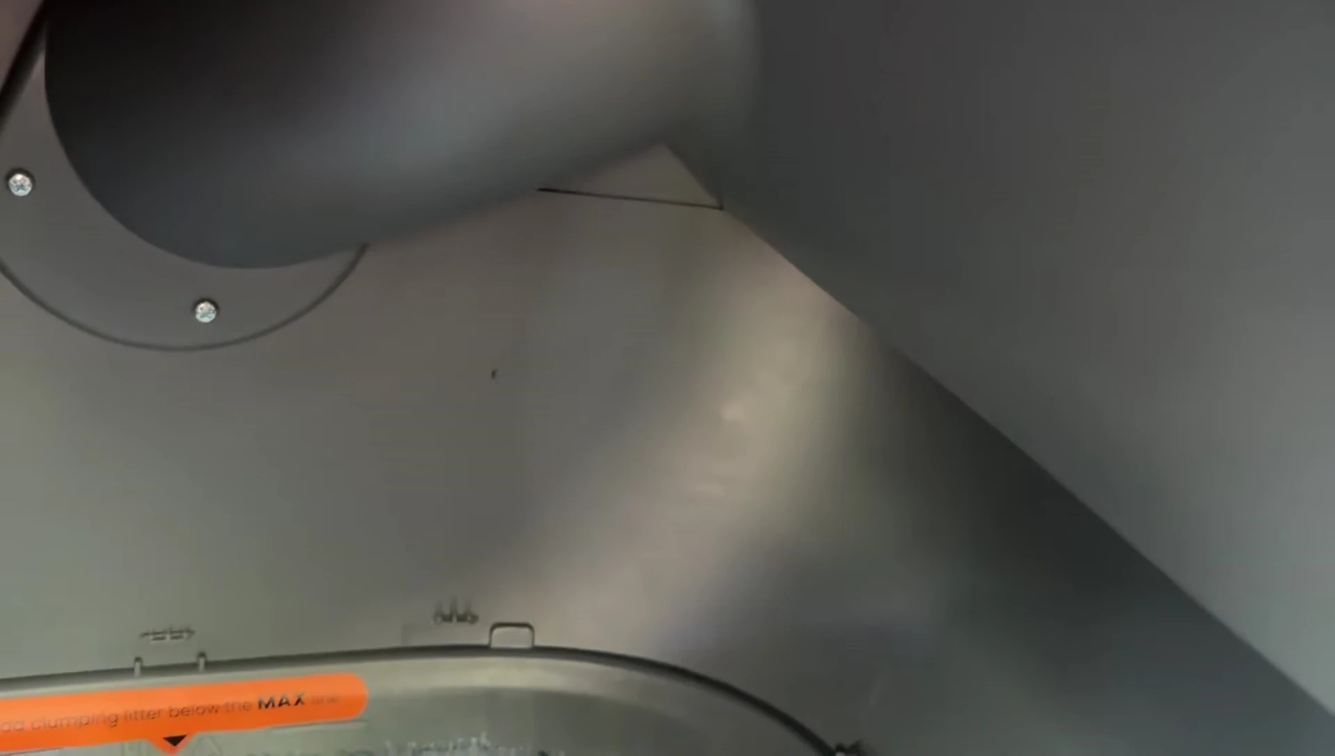 Close-up of the spacious interior of the litter box