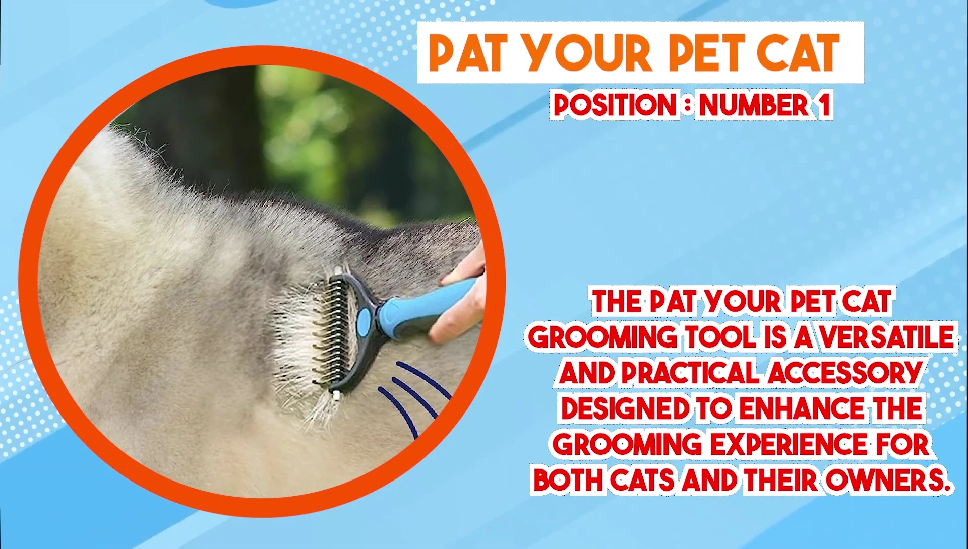 Close-up of the Pat Your Pet tool's fine-toothed comb