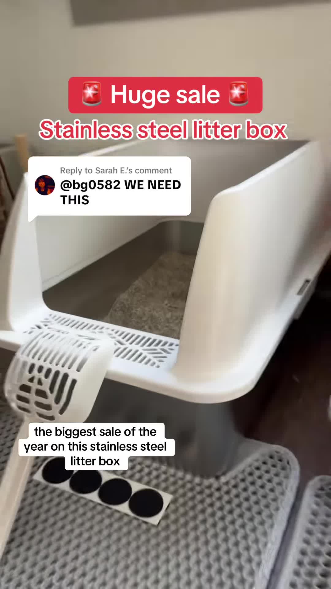 Close-up of the stainless steel litter box